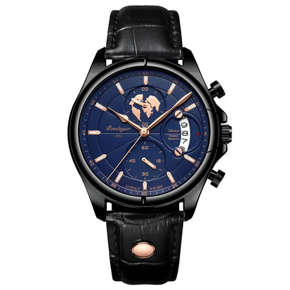 POEDAGAR Veltrano Leather Chronograph