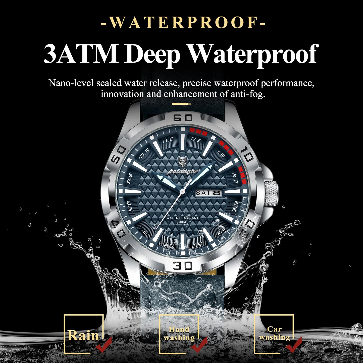 POEDAGAR Original Man Wristwatch Top Luxury