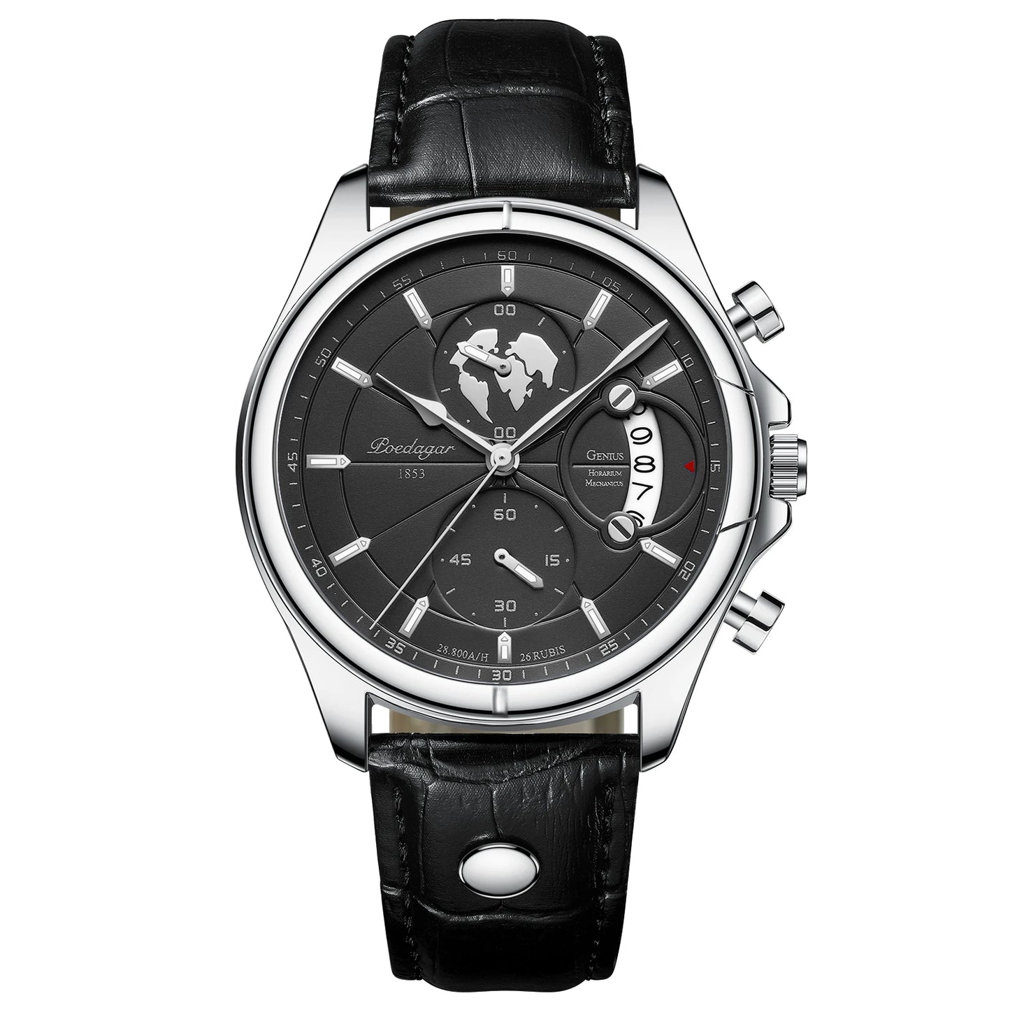 POEDAGAR Veltrano Leather Chronograph