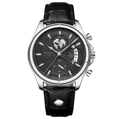 POEDAGAR Veltrano Leather Chronograph