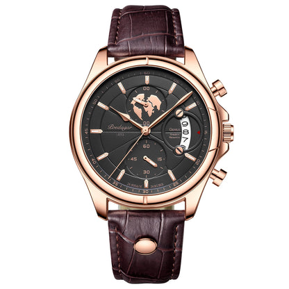 POEDAGAR Veltrano Leather Chronograph