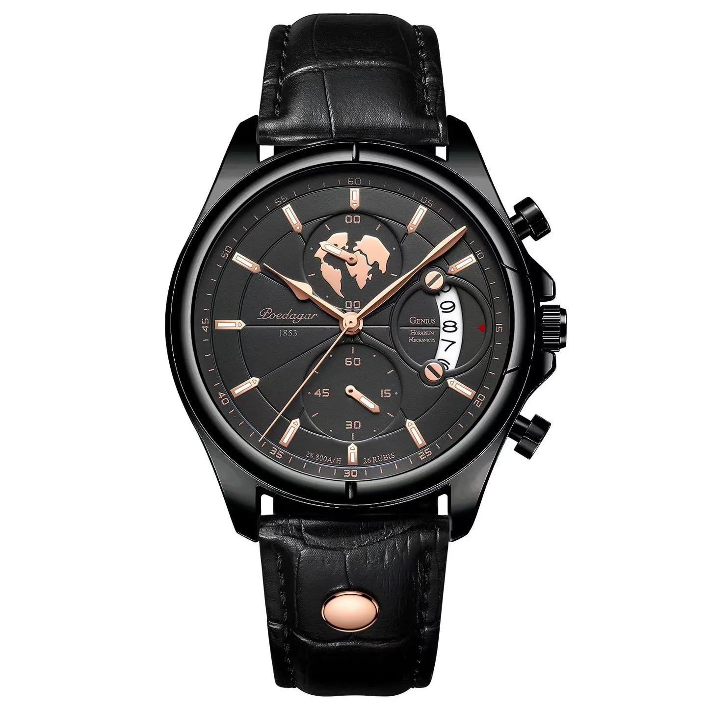 POEDAGAR Veltrano Leather Chronograph