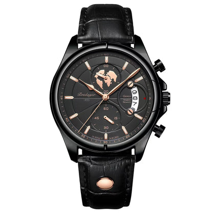 POEDAGAR Veltrano Leather Chronograph
