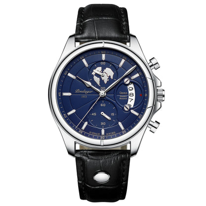 POEDAGAR Veltrano Leather Chronograph