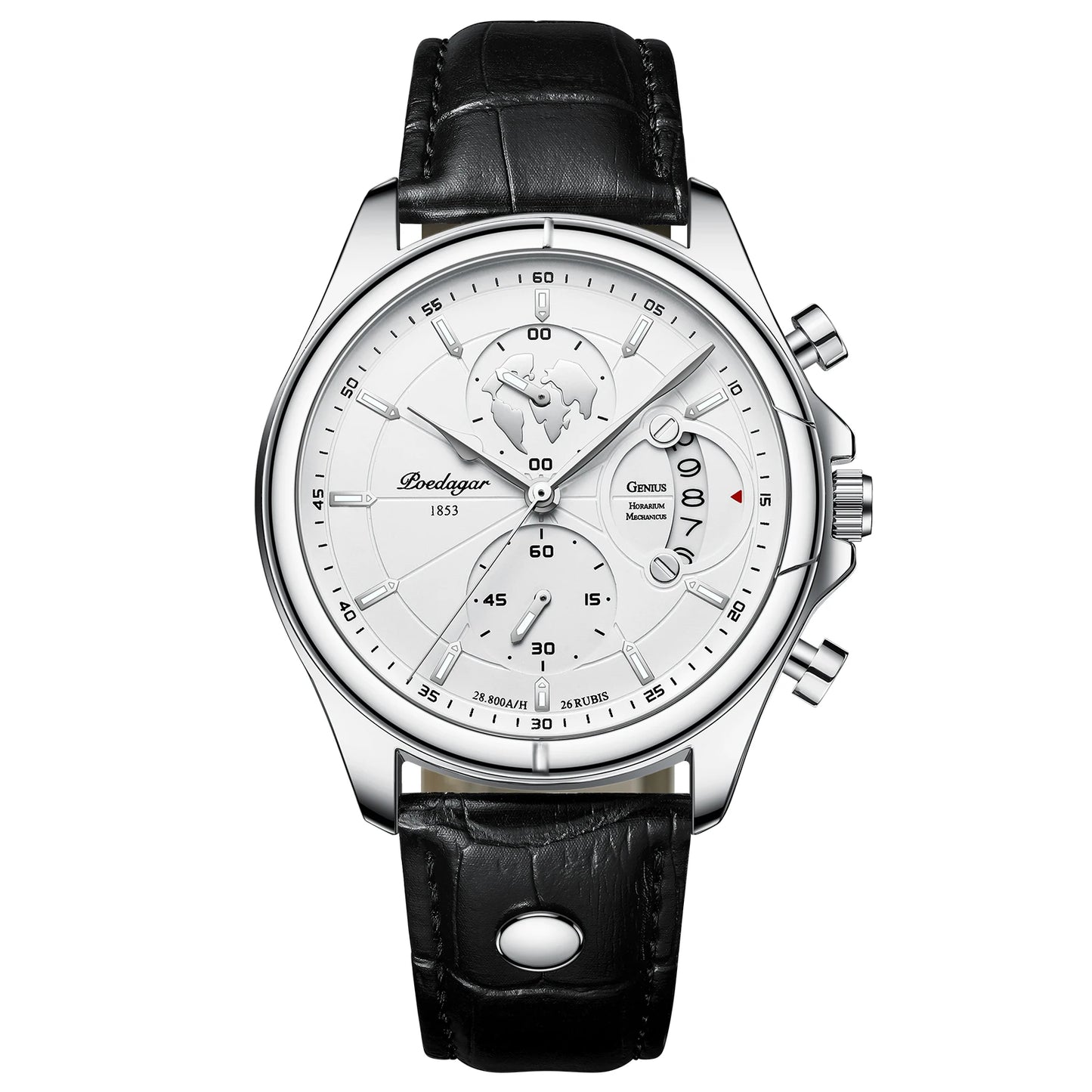 POEDAGAR Veltrano Leather Chronograph