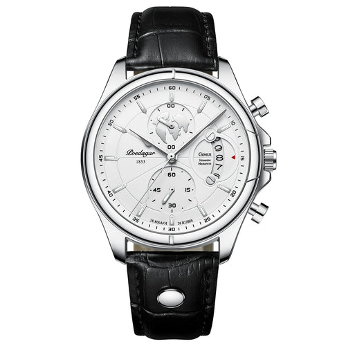 POEDAGAR Veltrano Leather Chronograph