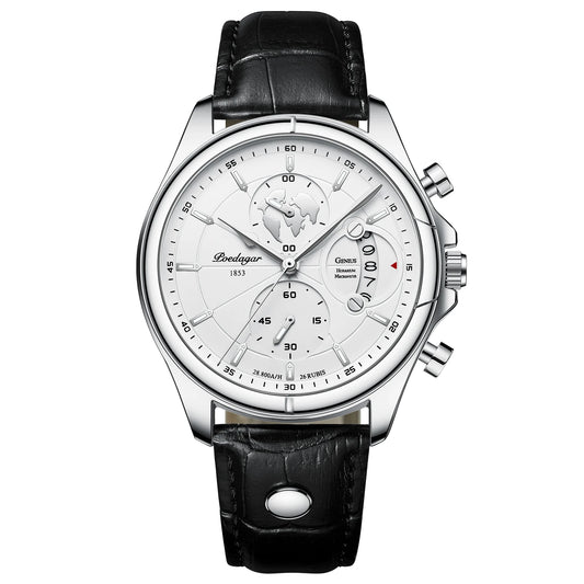 POEDAGAR Veltrano Leather Chronograph